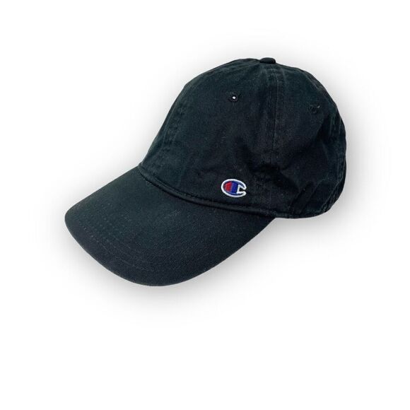 Champion Logo Black Hat Cap Adjustable Baseball Unisex Adult OSFM - Picture 1 of 9